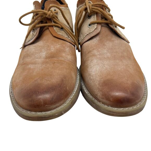 ROAN by Bed Stu Mens Rebel C Derby Shoes 10 Tan Bosco Leather Canvas Distressed main image 5